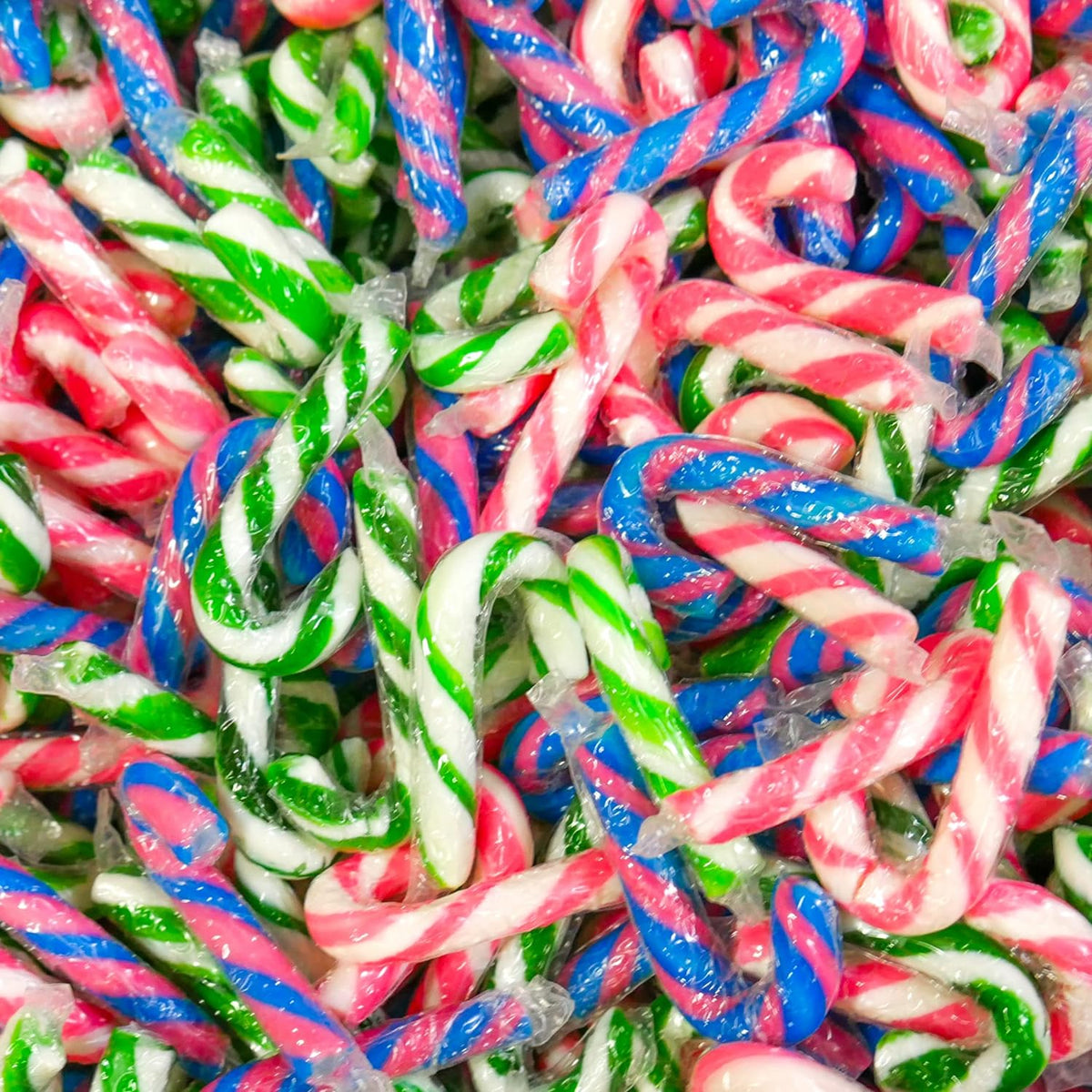 Shop Pack of 100 Mini Candy Canes Assorted 3 Flavours Christmas